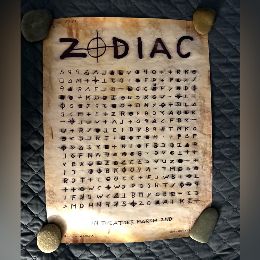 Zodiac Original 24x18.5 Promotional Movie Poster